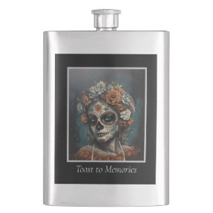 La Catrina Eternal Spirit Dia de los Muertos Hip Flask