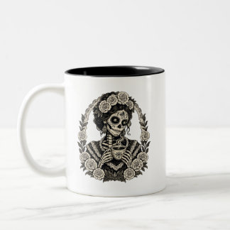 La catrina Gift La Catrina con Café Design, Día de Two-Tone Coffee Mug