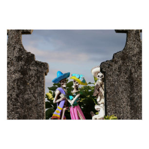 La Catrina in the cemetary for Halloween Poster