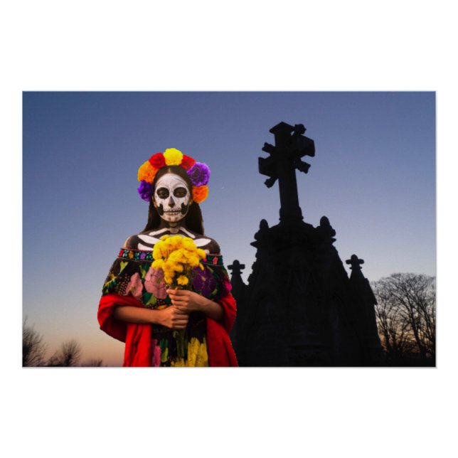 La Catrina in the cemetary for Halloween Poster (Front)