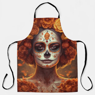La Catrina Marigold Dia de los Muertos Sugar Skull Apron