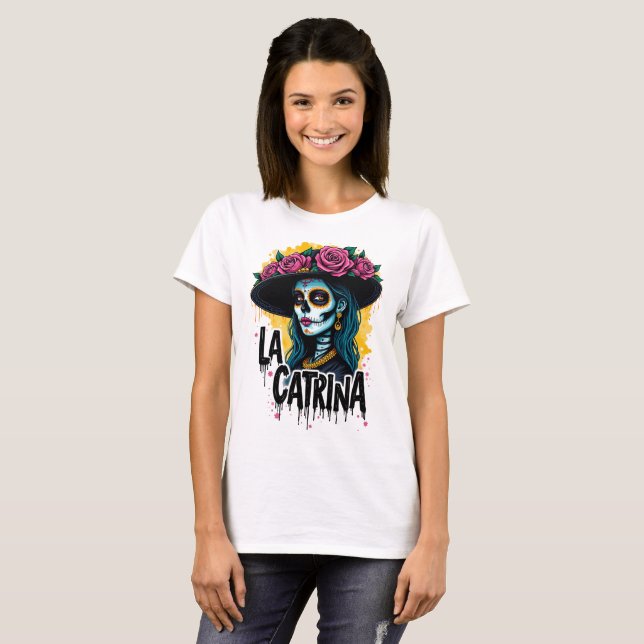 La Catrina: Queen of the Dead Urban Art.  T-Shirt (Front Full)