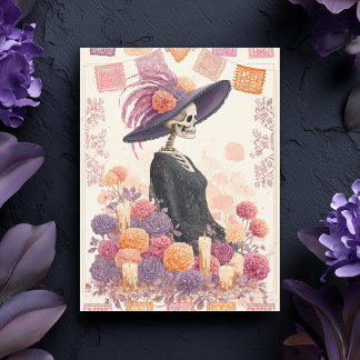 La Catrina Skeleton Lady Day of the Dead Postcard