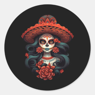 La Catrina Sugar Skull Day Of Government Agencyd Classic Round Sticker