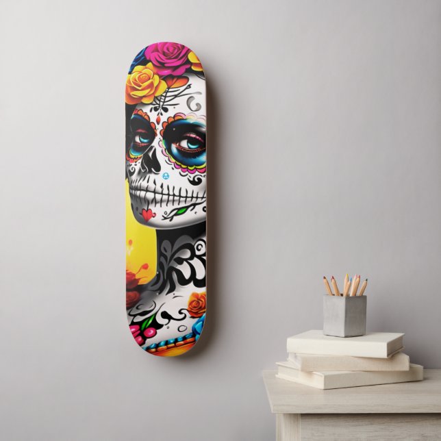 La Catrina Sugar Skull Wall Art Skateboard (Wall Art)