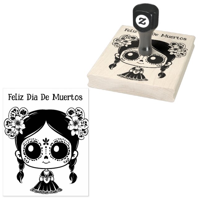 La Catrina  with custom text 💀💀 Día de Muertos Rubber Stamp (Stamped)
