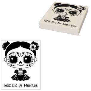 La Catrina with custom text 💀💀 Día de Muertos Rubber Stamp