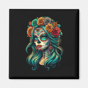 La Catrina Women Dia De Los Muertos Latina Cinco D Magnet