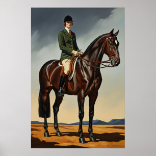 LA CAVALIÈRE (The Horsewoman) - Original Art Deco  Poster