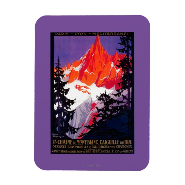 La Chaine De Mont-Blanc Vintage PosterEurope Magnet (Vertical)