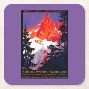 La Chaine De Mont-Blanc Vintage PosterEurope Square Paper Coaster