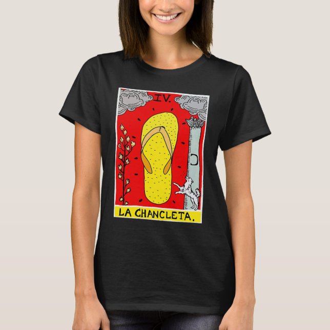 La Chancleta The Flip Flop Tarot Card  Latina Lati T-Shirt (Front)