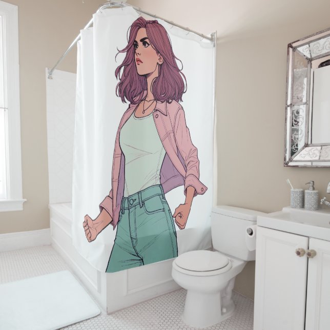 "LA CHICA BRAVA FIERCE" SHOWER CURTAIN (In Situ)