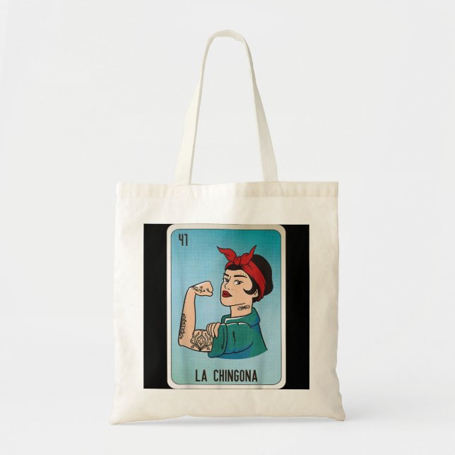 La Chingona Mexican Slang Chicano Bingo Cards  Tote Bag (Front)