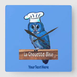 La Chouette Bleue Cafe Square Wall Clock
