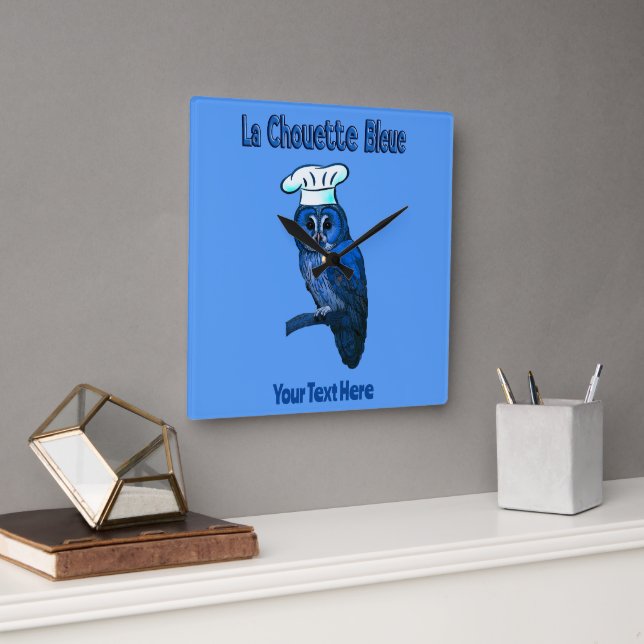 La Chouette Bleue Cafe Square Wall Clock (Office)