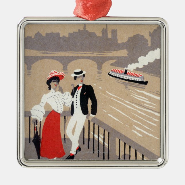 La Cite Art Deco Scene Metal Tree Decoration (Front)