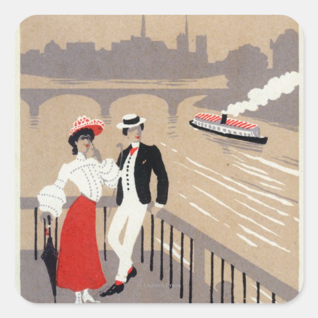 La Cite Art Deco Scene Square Sticker (Front)
