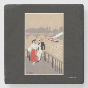 La Cite Art Deco Scene Stone Coaster