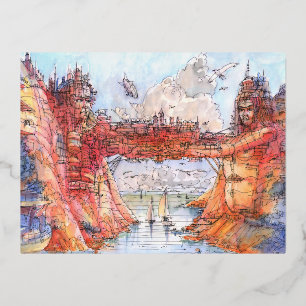 La citta' ponte foil holiday postcard