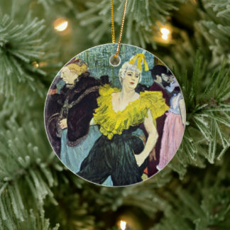 La Clownesse (Clown) Cha-U-Kao by Toulouse Lautrec Ceramic Tree Decoration
