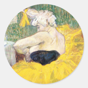 La Clownesse (Clown) Cha-U-Kao by Toulouse Lautrec Classic Round Sticker