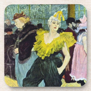 La Clownesse (Clown) Cha-U-Kao by Toulouse Lautrec Coaster