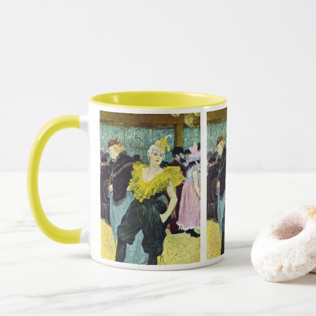 La Clownesse (Clown) Cha-U-Kao by Toulouse Lautrec Mug (With Donut)