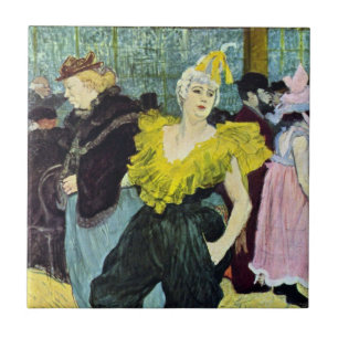 La Clownesse (Clown) Cha-U-Kao by Toulouse Lautrec Tile