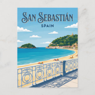 La Concha Beach Spain Postcard