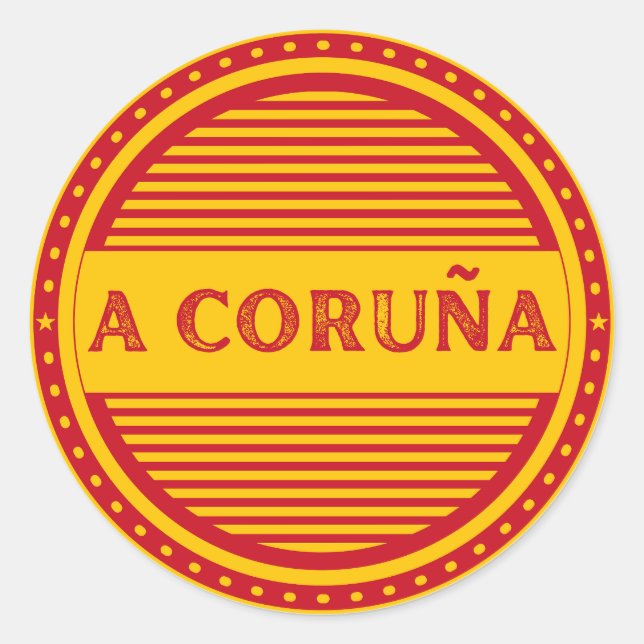 La Coruña City Pride Emblem – Spanish Identity Classic Round Sticker (Front)