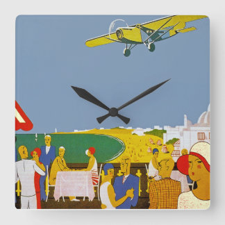 La Cote Basque Par Avion Square Wall Clock