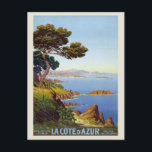 La Côte d'Azur France Vintage Poster 1920 Postcard<br><div class="desc">Vintage travel poster from the French Riviera. La Côte d'Azur. Fédération des Syndicats d'initiative. Published in 1920. Please note that our posters are high quality reproductions based on professional, very high resolution scans off the originals. Our manual retouching process does not involve the use of filters that remove any original...</div>