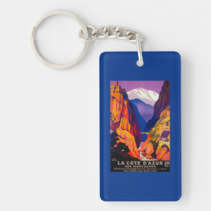 La Cote D'Azur Vintage PosterEurope 2 Key Ring
