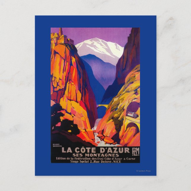 La Cote D'Azur Vintage PosterEurope 2 Postcard (Front)