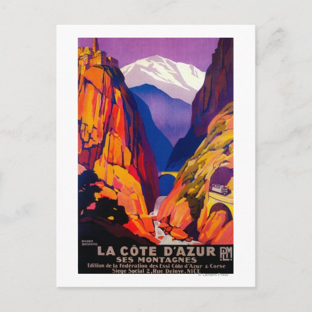 La Cote D'Azur Vintage PosterEurope Postcard (Front)