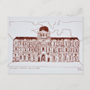 La Cour Carree Courtyard Louvre, Paris, France Postcard