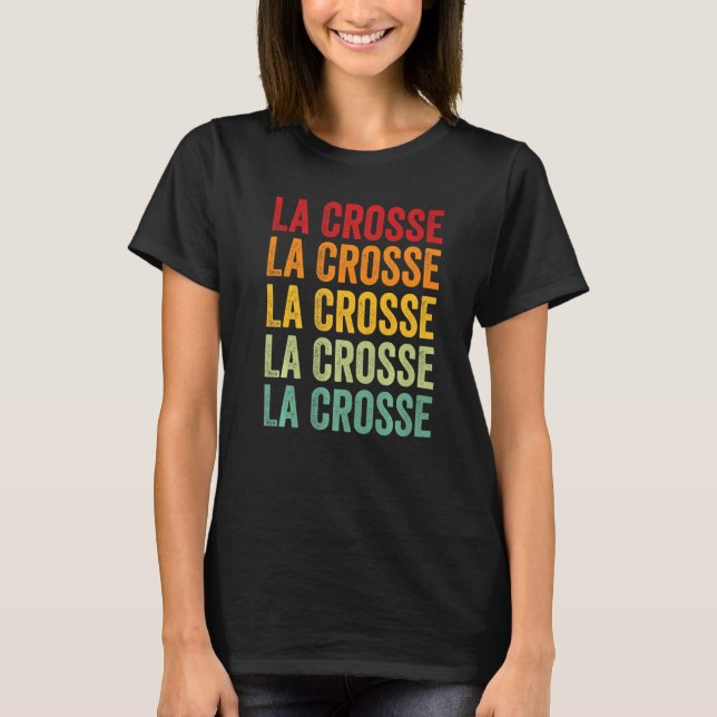 La Crosse County Wisconsin Rainbow Text T-Shirt (Front)
