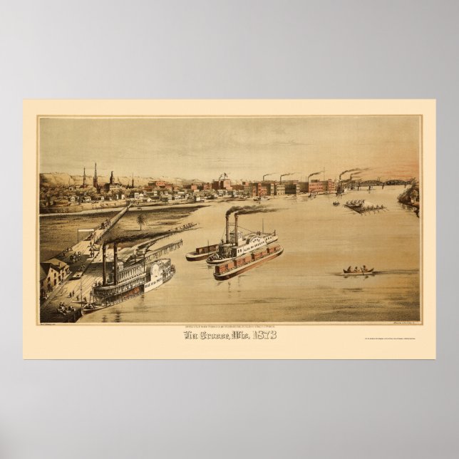 La Crosse, WI Panoramic Map - 1873 Poster (Front)