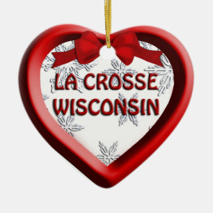 La Crosse Wisconsin Heart Christmas Ornament