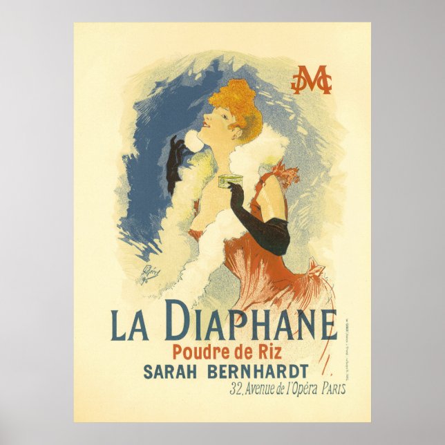 La Diaphane Sarah BernardtVintage French Ad Poster (Front)