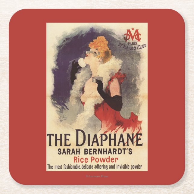 La Diaphane Woman Powdering Face Promo Poster Square Paper Coaster (Front)