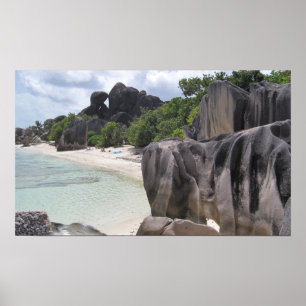 La Digue, Seychelles, Beach, Rocks Poster
