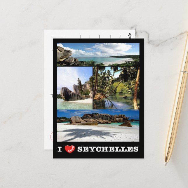 La Digue - Seychelles - I Love - Postcard (Front/Back In Situ)