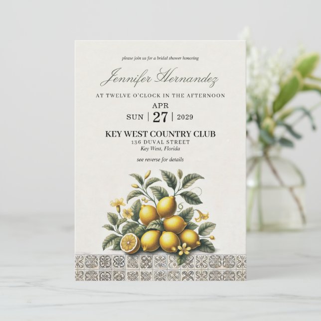 La Dolce Lemons Bridal Shower Invitation (Standing Front)