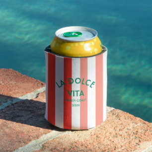 La Dolce Vita Amalfi Coast Cabana Stripe  Can Cooler