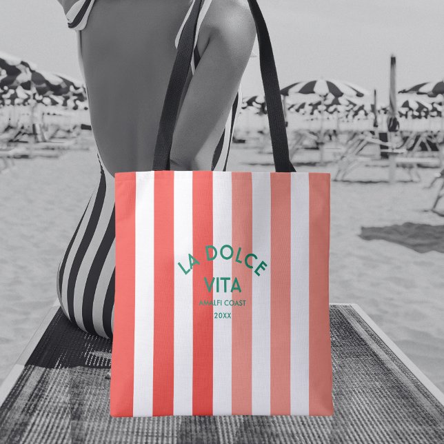 La Dolce Vita Amalfi Coast Cabana Stripe Tote Bag (Creator Uploaded)