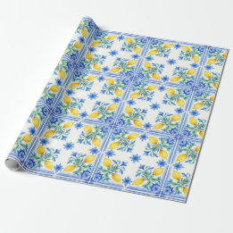 La Dolce Vita Amalfi Coast Lemon Tile Wedding Wrapping Paper