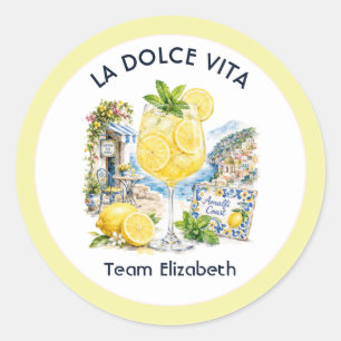 La Dolce Vita Amalfi Coast Team Bride Bachelorette Classic Round Sticker