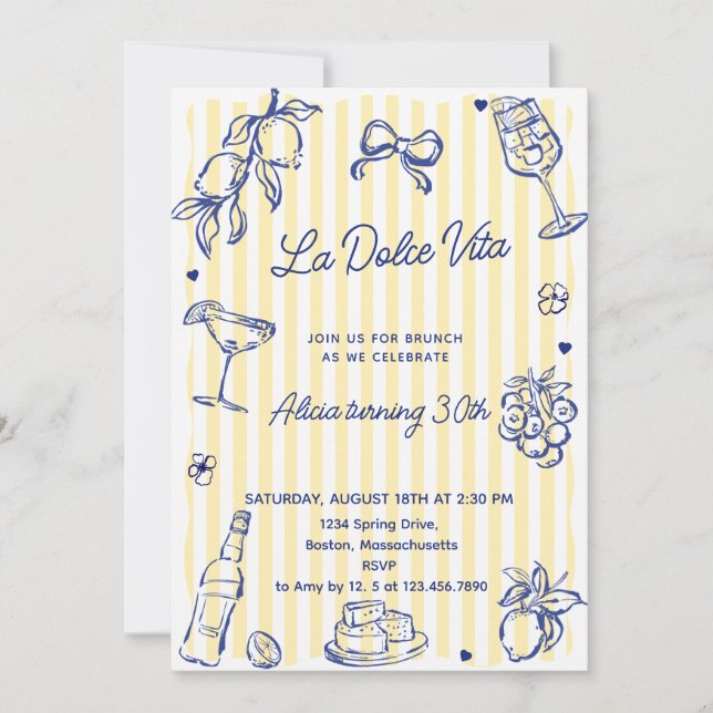  La Dolce Vita (any age) Birthday Party  Invitation (Front)
